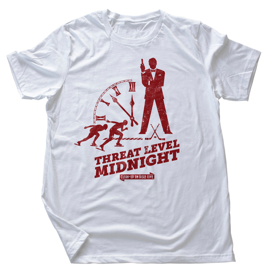 Graphic t-shirt featuring a custom parody of the fictional movie written by the Michael Scott character in the television series The Office, with actors portrayed by charcters Jim Halpert, Pam Beasly, Dwight Schrute, Michael Scarn, Stanley Hudson, Angela Martin, Phyllis Lapin-Vance, Oscar Martinez, and Creed Bratton.