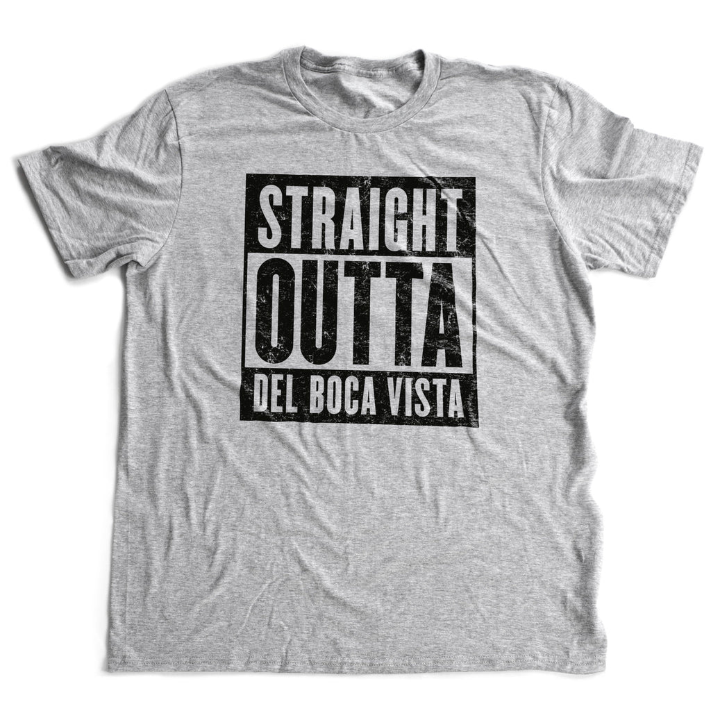 Seinfeld reference t-shirt with a meme / joke treatment of Straight Outta Del Boca Vista in bold graphic typography