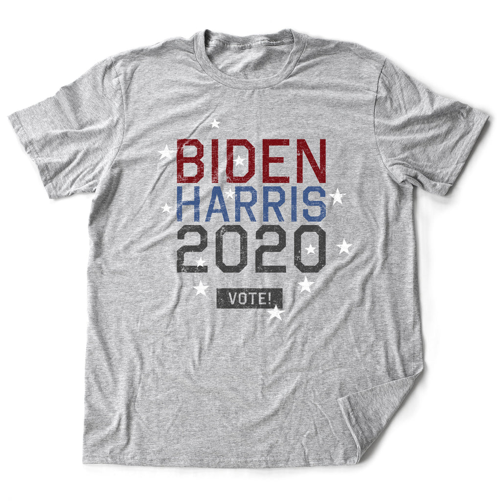 Retro design graphic t-shirt for Joe Biden and Kamala Harris 2020 (VOTE!) election and celebration of the win for President and Vice President of the United States.