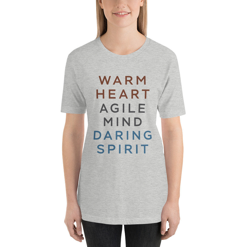 Warm heart. Agile mind. Daring spirit. — premium unisex T-Shirt