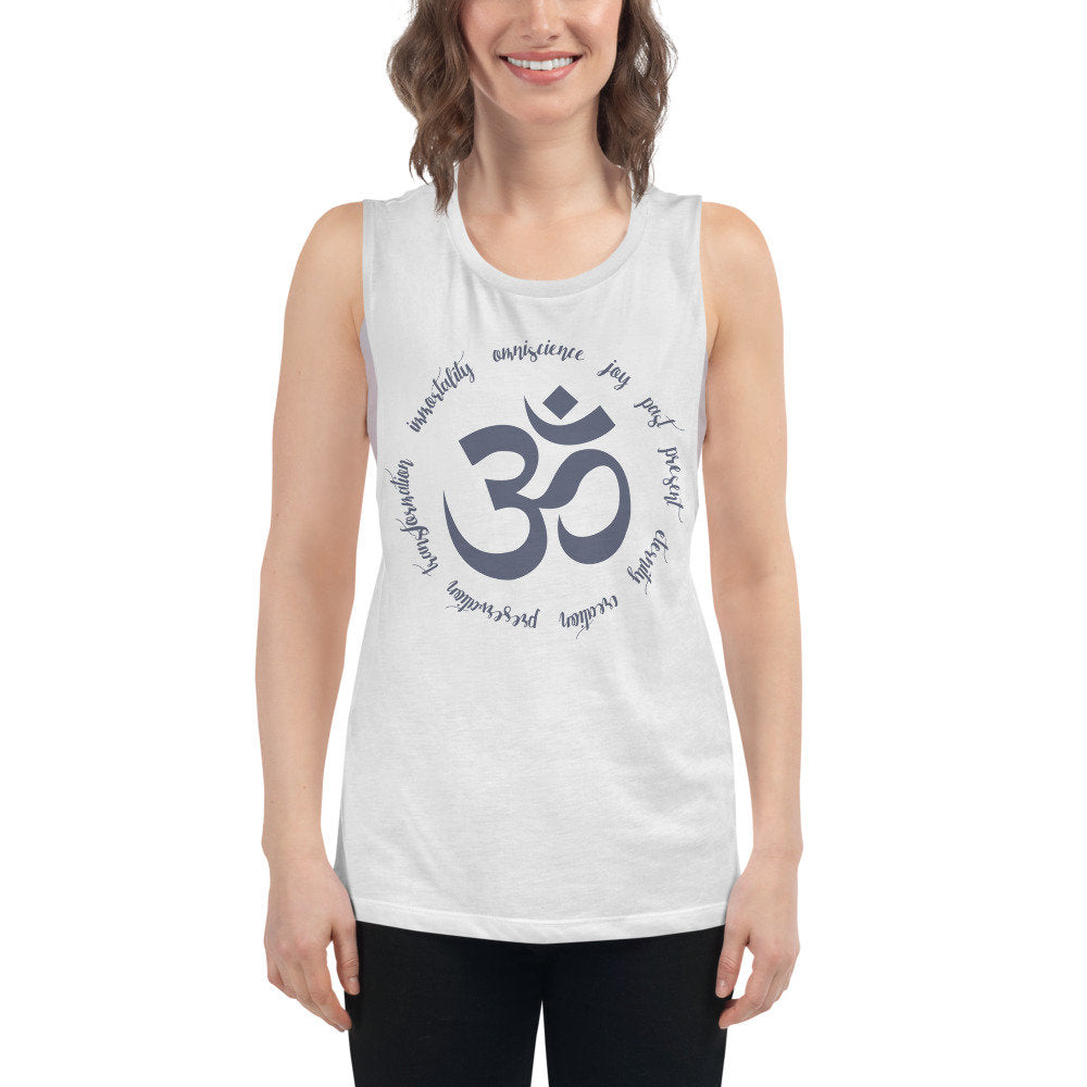 Om in Zen Script Circle — women's Yoga / fitness tank