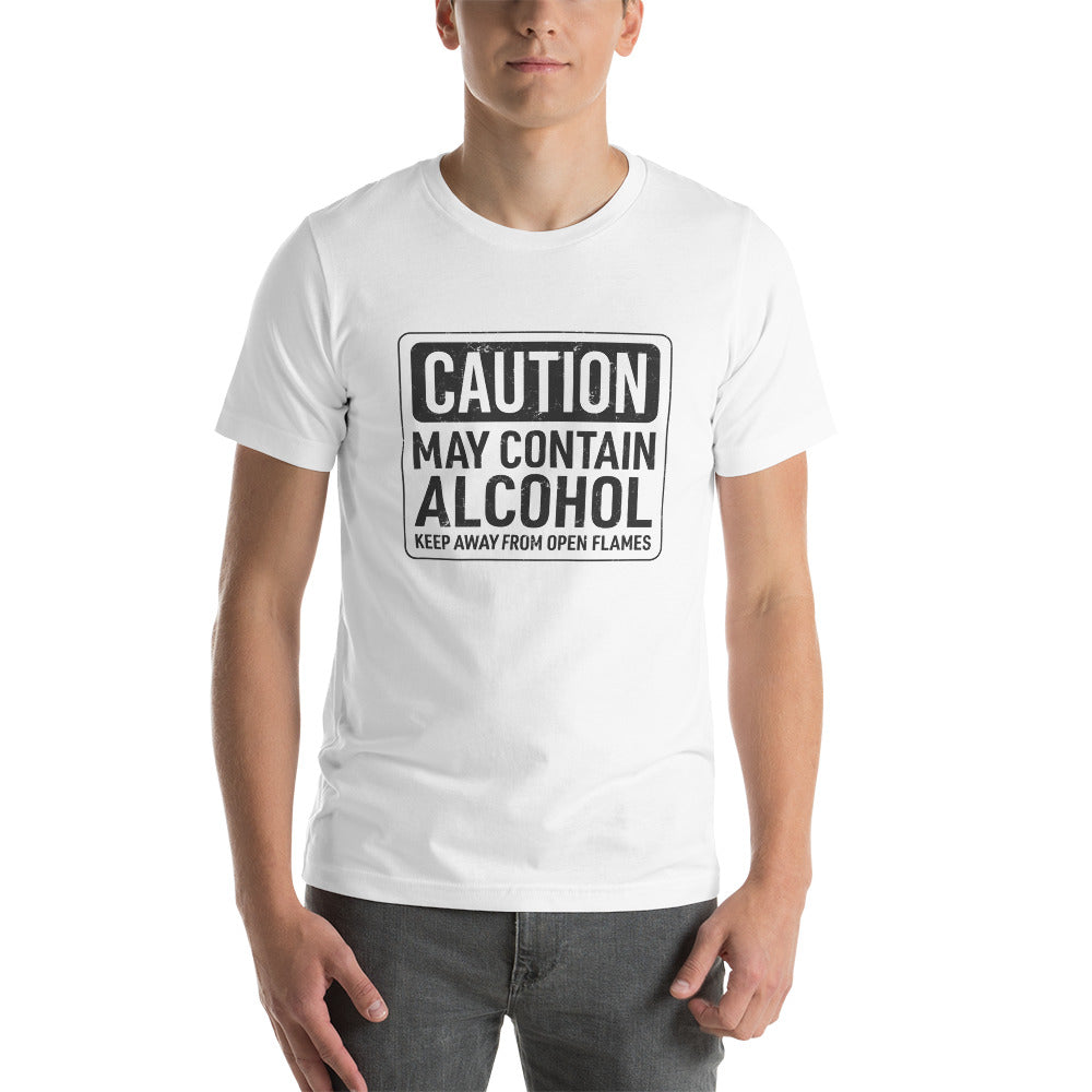 CAUTION: MAY CONTAIN ALCOHOL — Premium Unisex T-Shirt